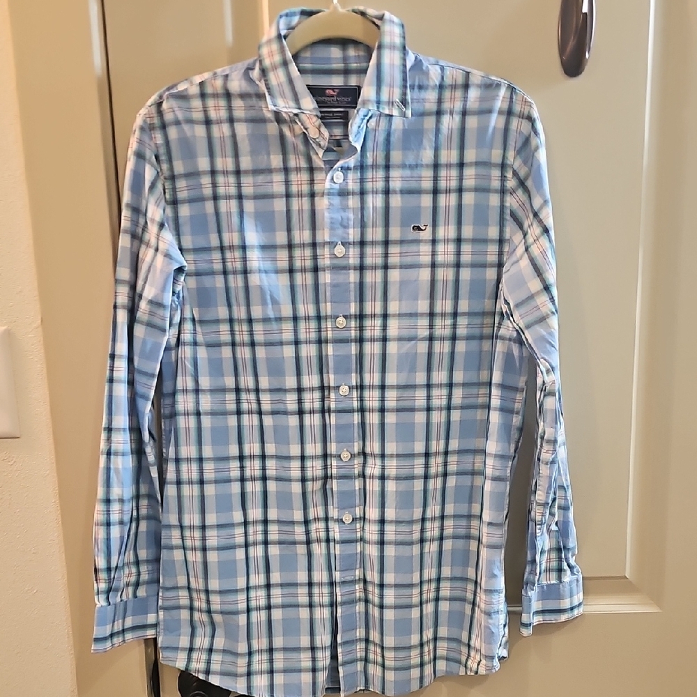 Vineyard Vines Boy's Light Blue Checkered Shirt